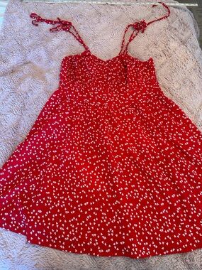 SHEIN Red Mini Dress with White Heart Print